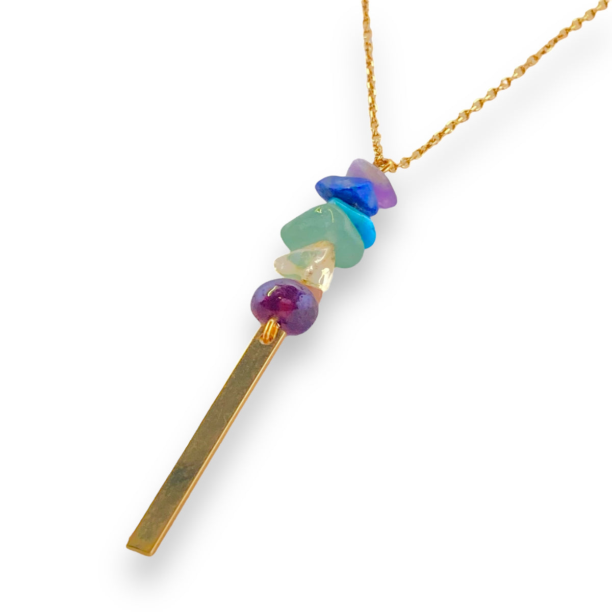 Rainbow Chakra Gemstone Chips Gold Necklace – Infinite Self Love
