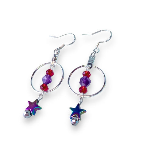 Sailor Mars Inspired Gemstone Hoop Earrings