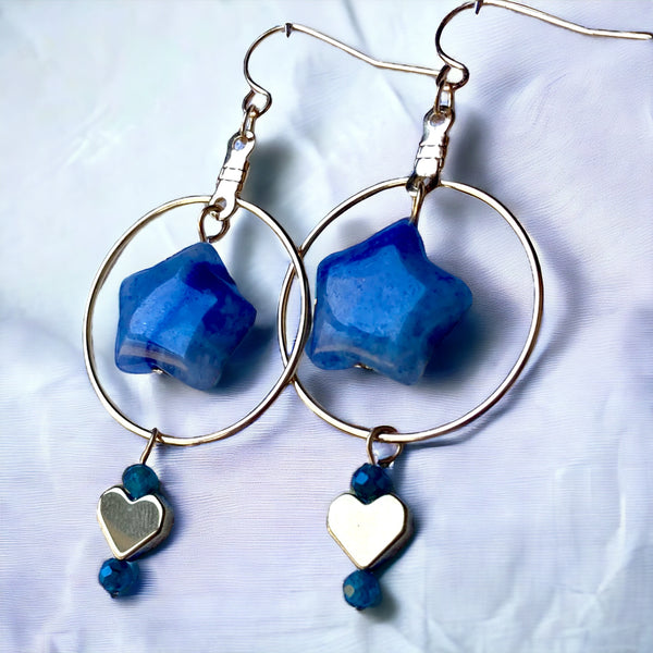 Sailor Mercury Inspired Gemstone Star Earrings