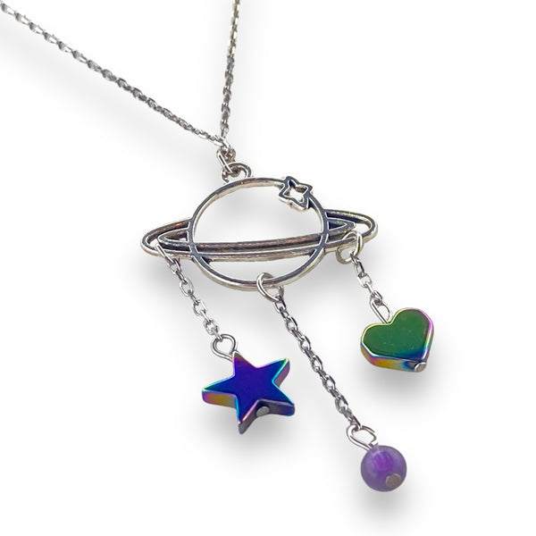 Silver planet gemstone necklace for self love