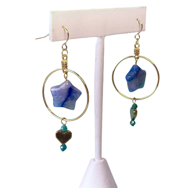 Sailor Mercury Inspired Gemstone Star Earrings