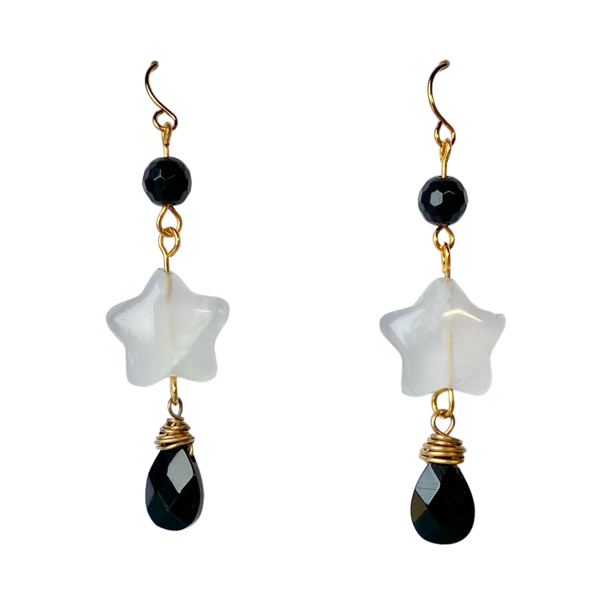 Quartz Star and Gemstone Earrings