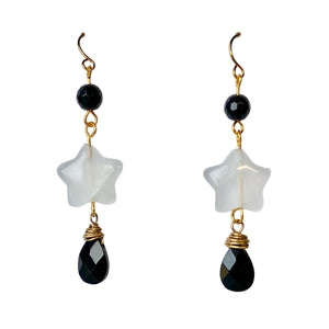 Quartz Star and Gemstone Earrings