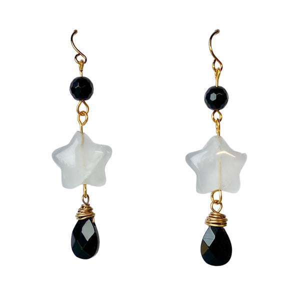 Quartz Star and Gemstone Earrings