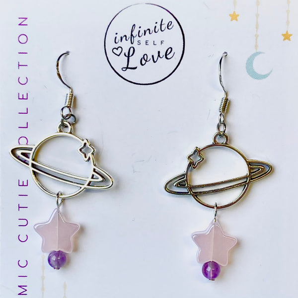 Silver Planet and Star Earrings