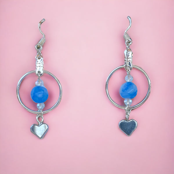 Blue Quartz Gemstone Hoop Earrings