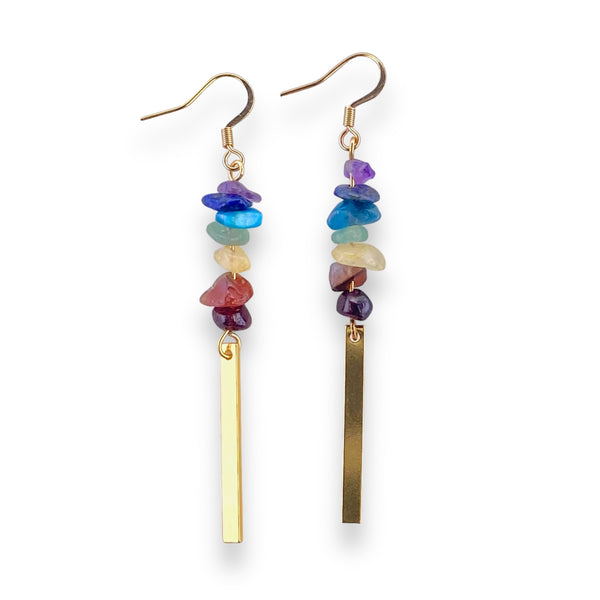 7 chakra gemstone gold earrings for self love