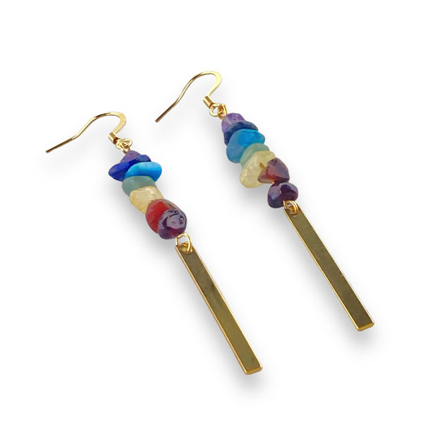 7 chakra gemstone gold earrings for self love
