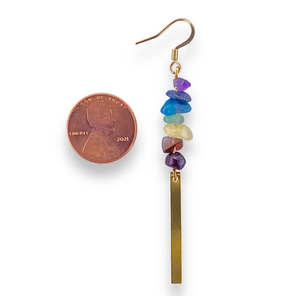 7 chakra gemstone gold earrings for self love