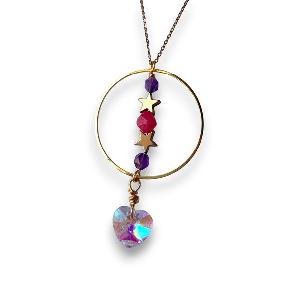 Sailor Mars Gold Hoop Gemstone Necklace