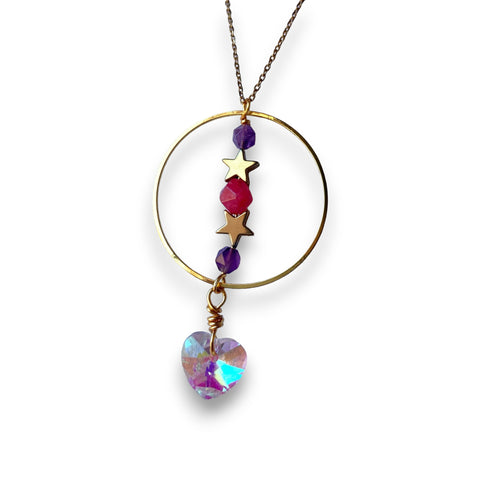 *PRE-ORDER* Sailor Mars Gold Hoop Gemstone Necklace