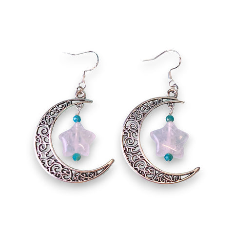 Sailor Mercury Inspired Gemstone Moon Earrings