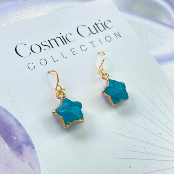 Turquoise Howlite Star Earrings